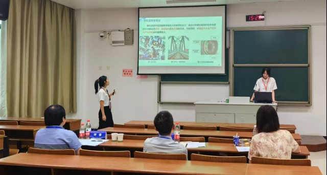 我校鄢秀圆、李书涵两位同学失效分析能力赛答辩现场